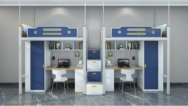 上床下桌公寓床为学生提供多功能空间，满足学生需要