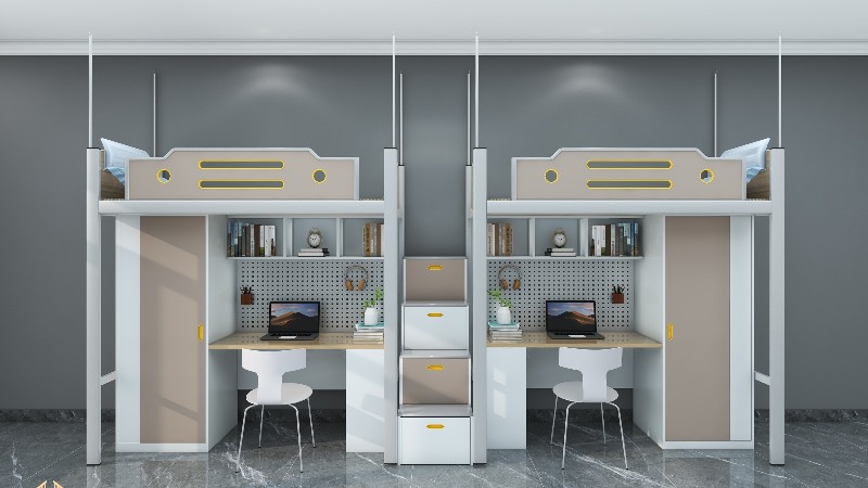 上床下桌铁架床