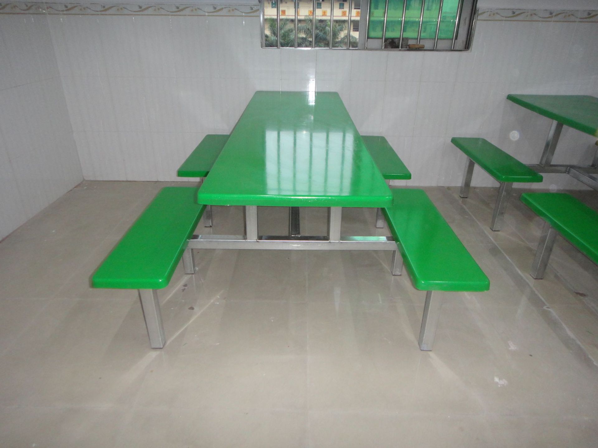 食堂连体玻璃钢餐桌 食堂连体玻璃钢餐桌